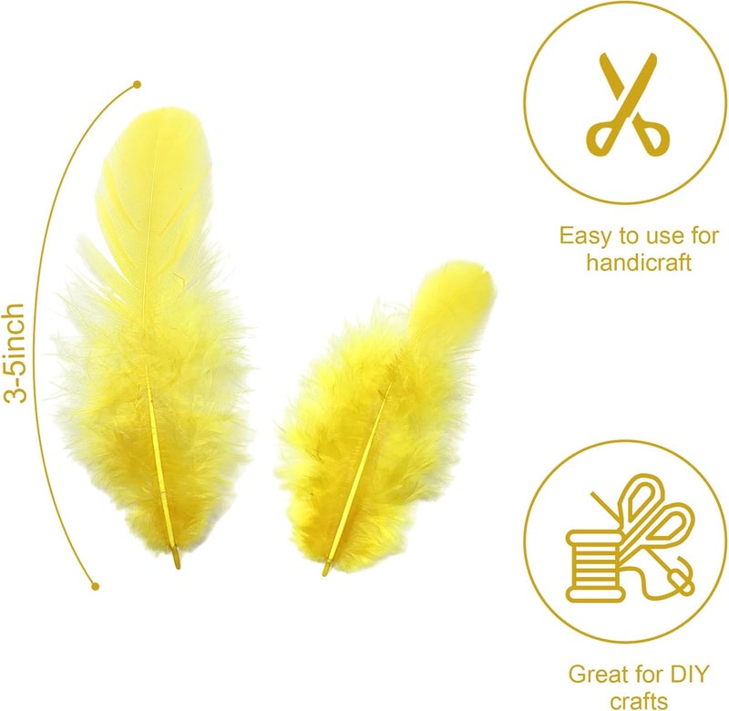 Flying feathers 500pcs-Yellow Rooster Feathers 3-5inch Bulk Feathers for Crafts DIY Dream Catcher Supplies（500pcs） - Image 2